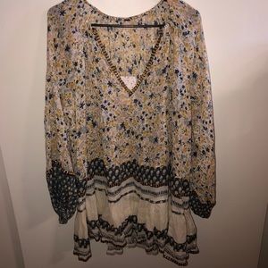 Free People NWT Blue Yellow Gold and Black Tunic
